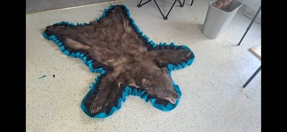 Small Black Bear Rug w/ Felt Perimeter